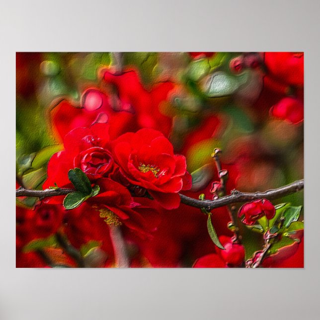 Quince Branch Painterly Poster (Vorne)