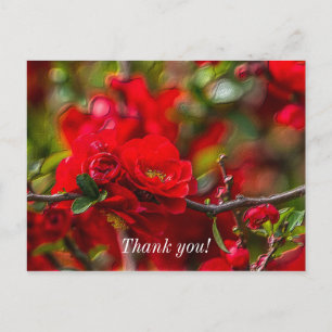 Quince Branch Painterly Vielen Dank Postcard Postkarte
