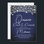 Quince Denim Diamonds Gem Diamonds verkauft Einladung<br><div class="desc">Quince Einladungen mit Imitaten Gems und Denim Muster</div>