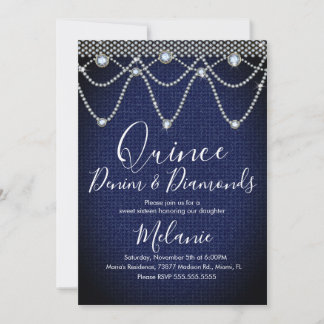 Quince Denim Diamonds Gem Pearls Einladung