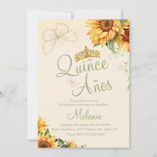 Quiñce Faux Glitter Wasserfarbe Sonnenblume Geburt Einladung