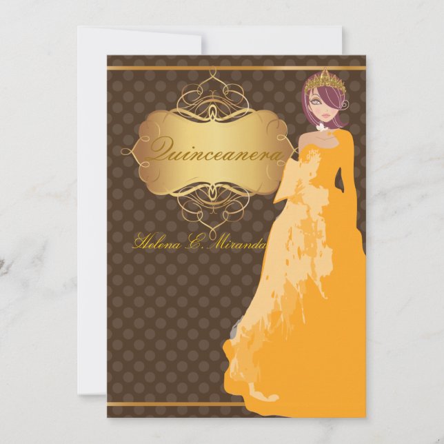 Quince/Sweet 16/ Prinzessin/Polka-Punkte Einladung (Vorderseite)