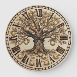 Quince Tree Wall Clock – Vintage Nature decor  Große Wanduhr