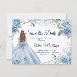 Quinceañera 15 Anos Dusty Blue Save the Date Dankeskarte