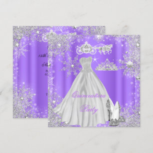 Quinceanera 15. Aschenputtel Lila Geburtstagsfeier Einladung