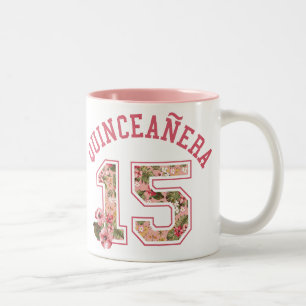 Quinceanera 15 Athletic Pink Floral Zweifarbige Tasse