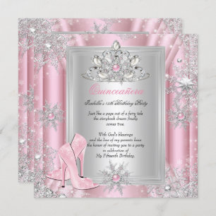 Quinceanera 15 Birthday Light Pink Heelse 2 Einladung