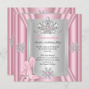 Quinceanera 15 Birthday Light Pink Heelse Einladung
