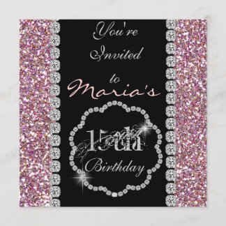 QUINCEANERA 15. BLING Geburtstags-Einladungen Einladung