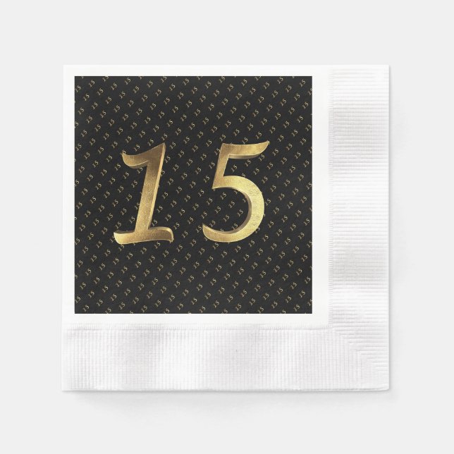 Quinceanera 15. Geburtstag 15. Geburtstag Gold Serviette (Vorderseite)