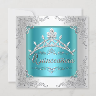 Quinceanera 15. Geburtstag Aquamarin Blue Silver T Einladung