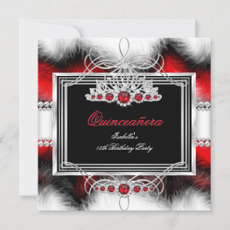 Quinceanera 15. Geburtstag Feather Red Pearl Einladung