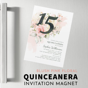 Quinceanera 15. Geburtstag florale Rustikale Moder Magneteinladung
