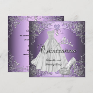 Quinceanera 15. Geburtstag Lilac Lila Einladung