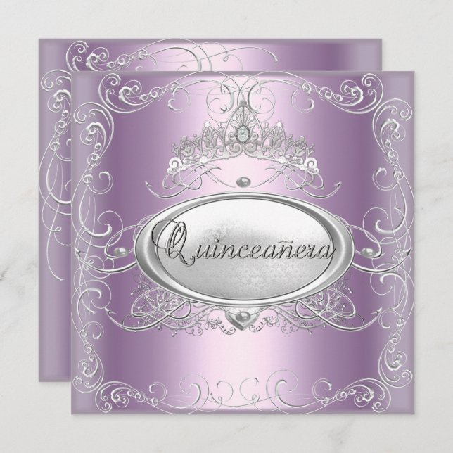 Quinceanera 15. Geburtstag Lilac Pink Silver Star Einladung (Vorne/Hinten)