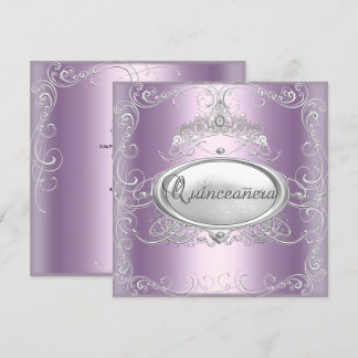 Quinceanera 15. Geburtstag Lilac Pink Silver Star Einladung