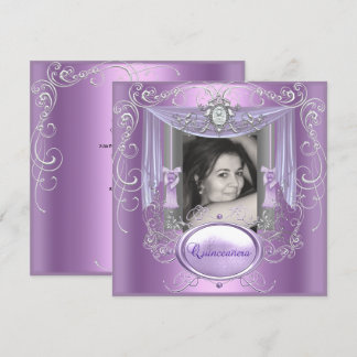 Quinceanera 15. Geburtstag Lilac Pink Silver Star Einladung