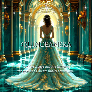 Quinceanera 15. Geburtstag Palast Aqua Türkis Jade Einladung