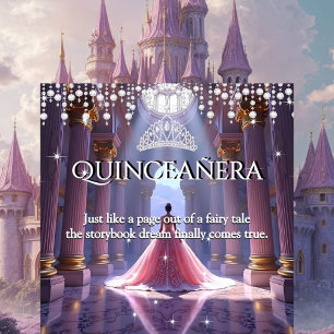Quinceanera 15. Geburtstag Palast Lila Rosa Einladung