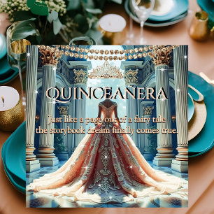 Quinceanera 15. Geburtstag Palast Pfirsich Türkis Einladung