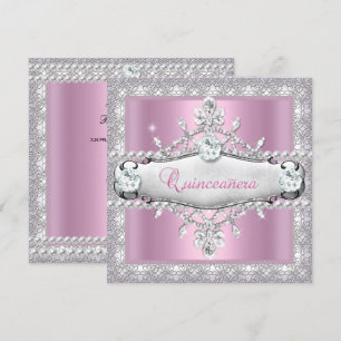 Quinceanera 15. Geburtstag Pink Diamant Tiara Einladung