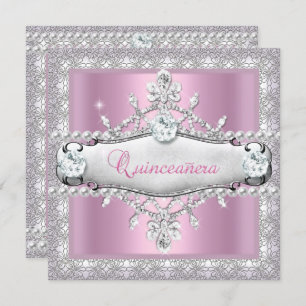 Quinceanera 15. Geburtstag Pink Diamond Tiara Einladung