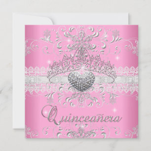 Quinceanera 15. Geburtstag Pink Glitter-Tiara Spit Einladung