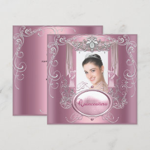 Quinceanera 15. Geburtstag Pink Silberner Stern Einladung