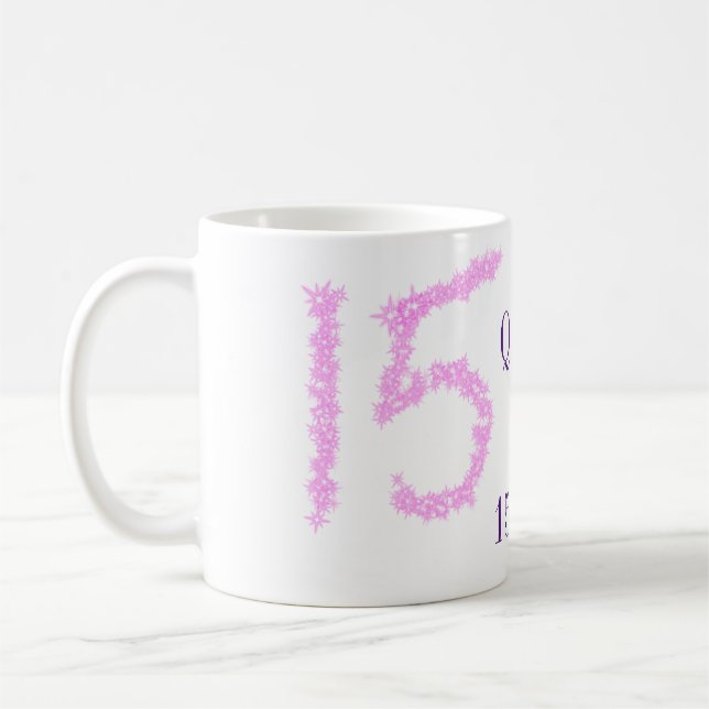 Quinceanera 15. Geburtstag rosa Glitter-Vorlage  Kaffeetasse (Links)