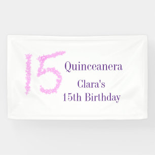 Quinceanera 15. Geburtstag rosa Glitzer Vorlage Banner