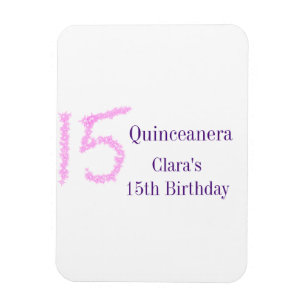 Quinceanera 15. Geburtstag rosa Glitzer Vorlage Magnet