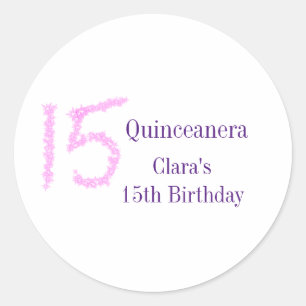 Quinceanera 15. Geburtstag rosa Glitzer Vorlage Runder Aufkleber