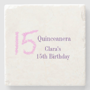 Quinceanera 15. Geburtstag rosa Glitzer Vorlage Steinuntersetzer