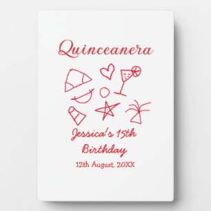 Quinceanera 15. Geburtstag rote Strandparty Baum S Fotoplatte