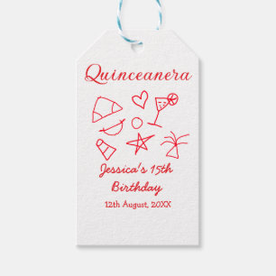 Quinceanera 15. Geburtstag rote Strandparty Baum S Geschenkanhänger