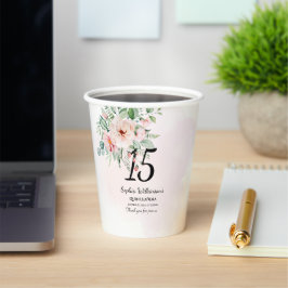 Quinceanera 15. Geburtstag Rustikale Blumenmassage Pappbecher