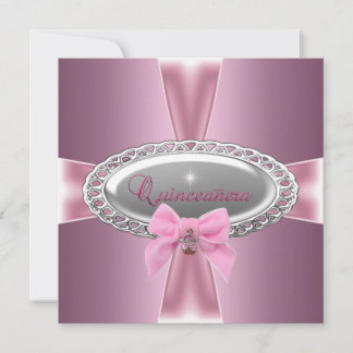 Quinceanera 15. Geburtstag Satin Pink Bow Einladung