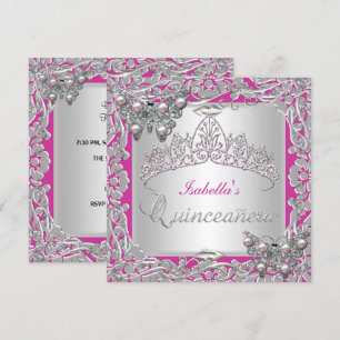 Quinceanera 15. Geburtstag Schmetterlinge Silber P Einladung