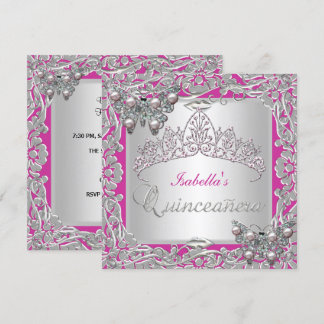 Quinceanera 15. Geburtstag Schmetterlinge Silber P Einladung