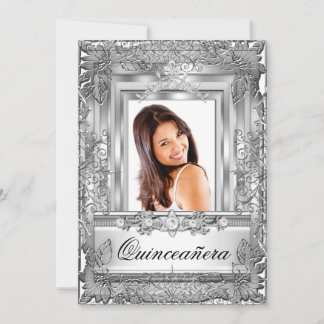 Quinceañera 15. Geburtstag Silver Tiara Einladung
