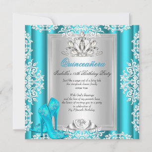 Quinceanera 15. Geburtstagsfeier Blaue Schuhe 6 Einladung