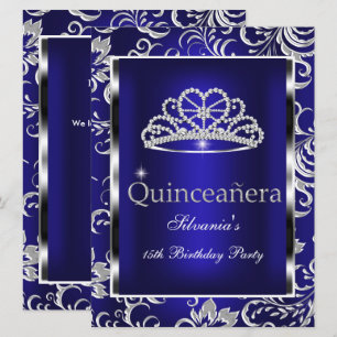 Quinceanera 15. Geburtstagsfeier Dunkelblauer Dama Einladung