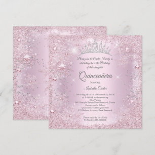 Quinceanera 15. Geburtstagsfeier Rosa Schneeflocke Einladung