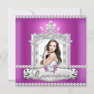 Quinceanera 15. Geburtstagsfeier Rosa Tiara Einladung