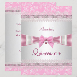 Quinceanera 15. Geburtstagsfeier Rosa Weiße Blumen Einladung