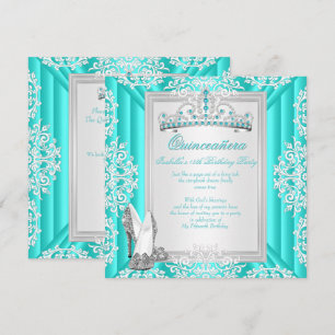Quinceanera 15. Geburtstagsfeier Türkis Blau Einladung