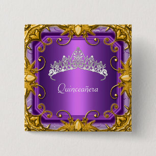 Quinceanera 15. Geburtstagsfeier Violette Tiara Button