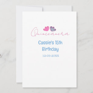 Quinceanera 15. Geburtstagsname blaue rosa Blume d Einladung