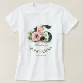 Quinceanera 15. Geburtstagsparty Floral T-Shirt