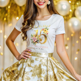 Quinceanera 15. Geburtstagsparty Floral T-Shirt